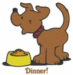 puppy dog detailed machine digital embroidery - Dinner! perfect for Dog Bowls