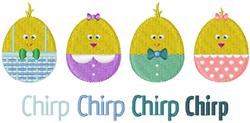 detailed spring bird machine embroidery pattern - Easter Egg Chicks for kitchen tea towels