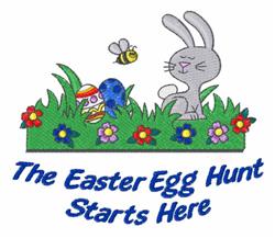 Easter Egg Hunt - 5x7 bunny rabbit detailed embroidery design for decorative pillow covers