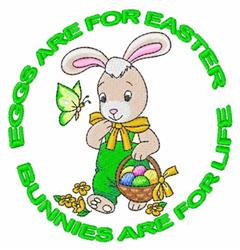 Eggs Are For Easter - 4x4 bunny rabbit detailed embroidery design for kitchen tea towels