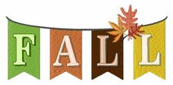 Colorful banners display the word 'FALL' in green, orange, brown, and yellow, embellished with autumn leaves.