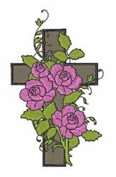 Floral Cross - 5x7 rose detailed machine embroidery design perfect for kitchen aprons