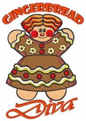detailed christmas gingerbread man machine embroidery pattern - Gingebread Diva for kitchen aprons