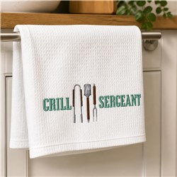 beginner-friendly sergeant machine embroidery pattern - Grill Sergeant for kitchen tea towels