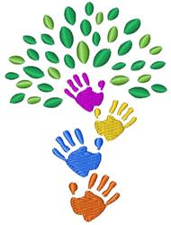Hands Tree - 4x4 tree beginner-friendly embroidery design for Classroom Banners