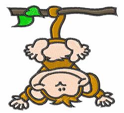 Hanging Monkey - 4x4 leaf detailed embroidery design for Childrens Projects