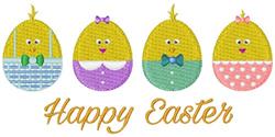 bird detailed machine digital embroidery - Happy Easter Eggs perfect for kitchen aprons