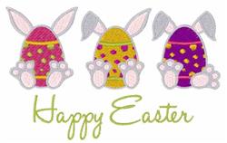 bunny rabbit detailed machine embroidery - Happy Easter for decorative pillow covers
