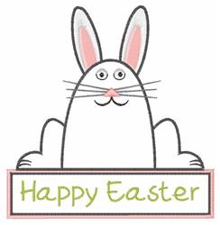 Happy Easter - 4x4 bunny rabbit beginner-friendly embroidery design for reusable tote bags