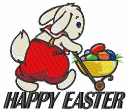 Happy Easter - 5x7 bunny rabbit detailed embroidery design for reusable tote bags