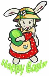 bunny rabbit detailed machine embroidery - Happy Easter for patchwork quilt blocks