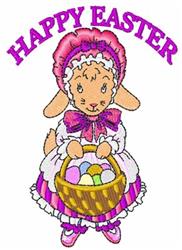Happy Easter - 5x7 bunny rabbit detailed embroidery design for cute baby onesies