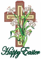 cross detailed machine embroidery - Happy Easter perfect for decorative pillow covers