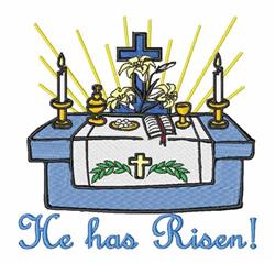 cross detailed machine digital embroidery - He Has Risen perfect for Greeting Cards