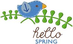 Hello Spring - 4x4 bird beginner-friendly embroidery design for patchwork quilt blocks