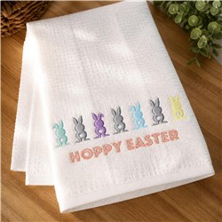 Hoppy Easter - 5x7 bunny rabbit beginner-friendly embroidery design for kitchen tea towels