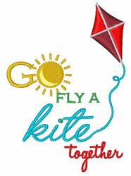 Playful kite in vibrant red and yellow soaring under a bright sun, perfect for spring adventures.
