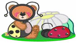 detailed bear machine embroidery pattern - Ladybug Bear for decorative pillow covers