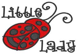 Cheerful ladybug applique with vibrant red and black spots and playful curly antennae.