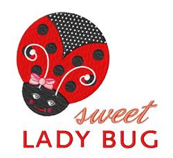 Cheerful ladybug with red body and black polka dots, wearing a pink bow, perfect for playful spring décor.