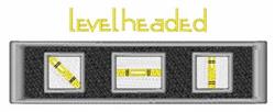 Text 'level headed' in bright yellow above three level tools in rectangles, set against a dark background.