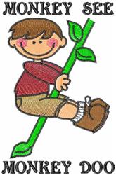 Monkey See Monkey Do - 5x7 monkey detailed embroidery design for Outdoor Gear