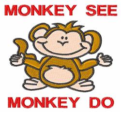 Monkey See Monkey Do - 4x4 monkey detailed embroidery design for reusable tote bags