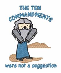 Cartoon Moses with a beard joyfully holds two Ten Commandments tablets in a playful, colorful style.