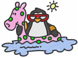 detailed penguin machine embroidery pattern - Penguin In Pool for Swim Bag Embellishments