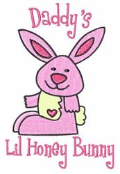 Cute pink bunny with large ears, small heart, and cheerful text for Easter on a playful design.