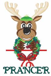 Prancer - 4x4 reindeer detailed machine embroidery design for kitchen tea towels