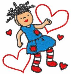 heart detailed machine digital embroidery - Rag Doll perfect for cute baby onesies