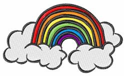 detailed cloud machine embroidery pattern - Rainbow Lined Clouds for kitchen tea towels