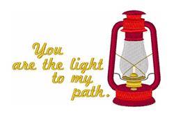 Traditional red lantern featuring yellow text, 'You are the light to my path,' radiating warmth and nostalgia.