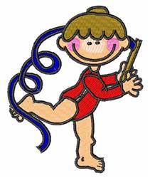 detailed gymnast machine embroidery pattern - Rhythmic Gymnast for reusable tote bags
