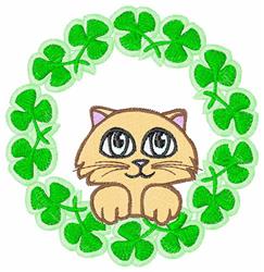kitten detailed machine embroidery - Shamrock Kitty perfect for Spring Tablecloths