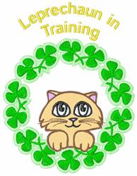 Shamrock Kitty - 5x7 kitten detailed machine embroidery design for cute baby onesies