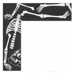 Skeleton Bone Border - 4x4 skull detailed embroidery design for reusable tote bags