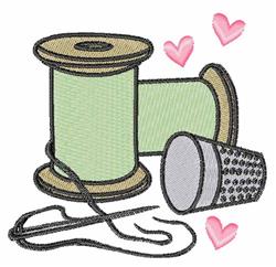 spool detailed machine embroidery - Thimble & Spool perfect for patchwork quilt blocks