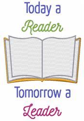 Today A Reader - 5x7 reader detailed machine embroidery design for Library Bags