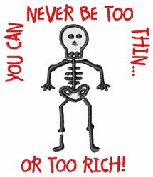 Too Thin Skeleton - 4x4 skull beginner-friendly embroidery design for kitchen tea towels
