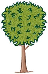 Playful tree with bright green leaves and a light brown trunk, creating a whimsical feel in this cartoonish design.