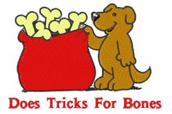 puppy dog detailed machine embroidery - Tricks for Bones for decorative pillow covers