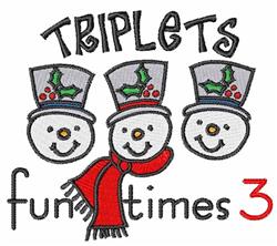 Triplets - 4x4 triplet detailed machine embroidery design for kitchen tea towels