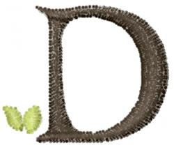 quick stitch leaf machine embroidery pattern - Upper Case D for reusable tote bags