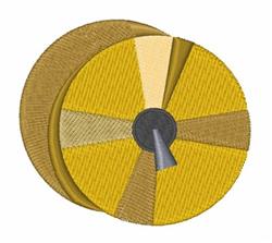 Spool of textured yellow thread in a circular shape, perfect for sewing and embroidery projects.