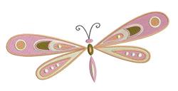 Whimsical butterfly design with pink wings, gold accents, and rounded shapes. Perfect for playful decor.