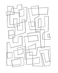 Redwork abstract shapes with thin lines, featuring geometric outlines and a playful layout.