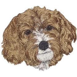 puppy dog detailed machine embroidery - Cavapoo perfect for patchwork quilt blocks