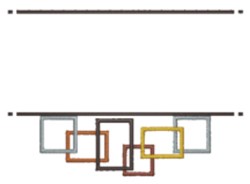 Decorative frame design featuring overlapping geometric shapes in earthy browns, greys, and yellows, set on a white backgroun